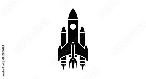 Black Rocket Ship Icon.