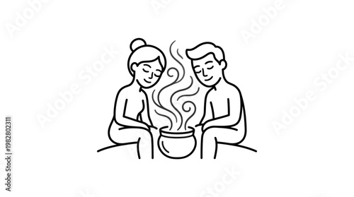 Couple Enjoying a Steam Bath Together