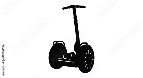 A black silhouette of a two wheeled self balancing scooter modern transportation silhouette