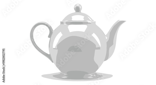 Elegant Silver Teapot Vector Illustration for Tea, Kitchenware, and Beverage Designs