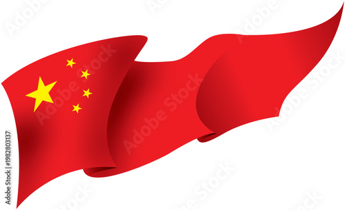 National Flag of China Vector Illustration with Red Background and Yellow Stars