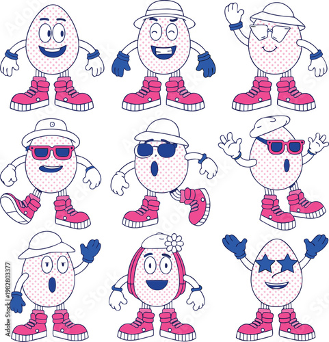 set of funny cartoon people