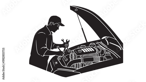 Car breakdown roadside assistance silhouette