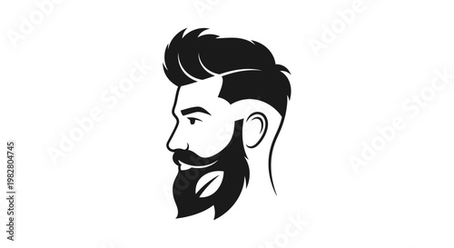Stylish man profile with modern haircut and beard