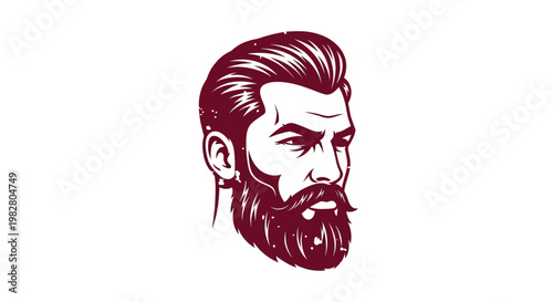 Stylish bearded man with pompadour hairstyle and mustache illustration