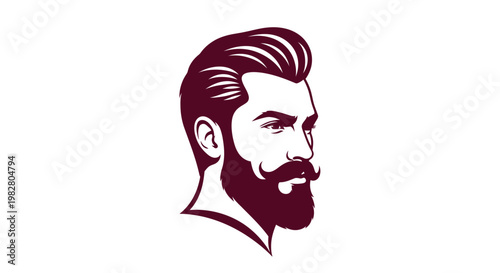 Stylized bearded man head profile illustration on white background