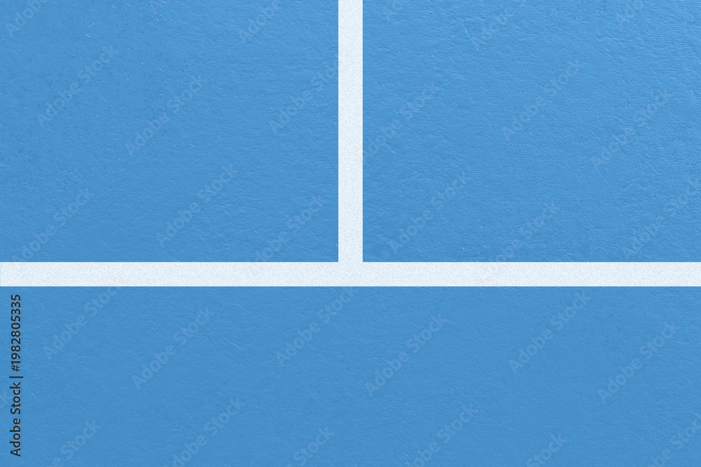 Fototapeta premium Blue Tennis Court Surface with White Lines Minimal Sport Background