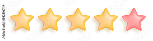 Five star composition set. 3d concept art for customer rating and feedback
