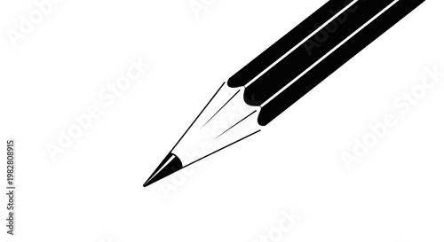 A close-up view of a sharpened graphite pencil tip, ready to draw or write on a blank white surface, symbolizing creativity and ideation