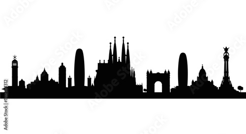 Barcelona Skyline Silhouette