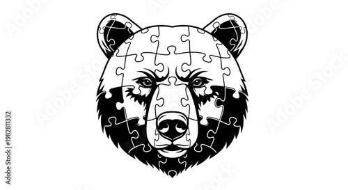 Bear Head Puzzle Vector Illustration