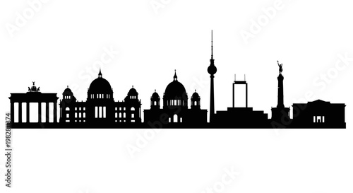 Berlin Skyline Silhouette: Iconic Landmarks in Black and White