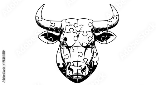 Bull Head Puzzle Illustration