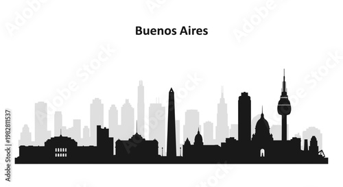 Buenos Aires Skyline Silhouette - Iconic Cityscape Vector