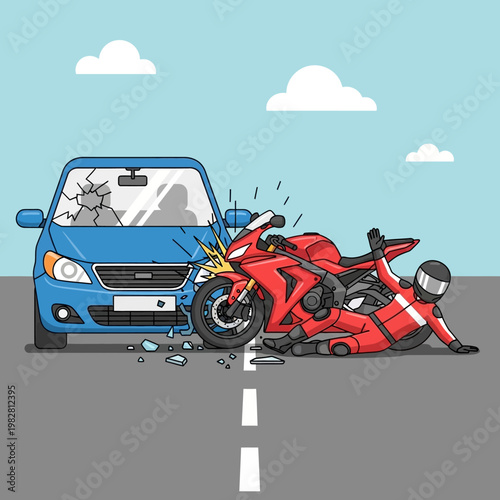 Motorcycle rider injured after collision with car on road