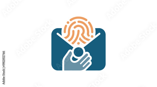 Vector Icon of Hand Holding Envelope with Fingerprint for Digital Security and Privacy