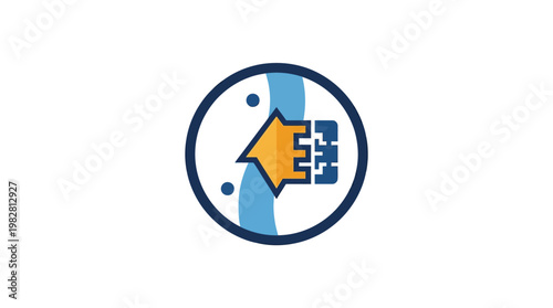 Icon of Hand Holding Digital Data Transfer in Flat Vector Style