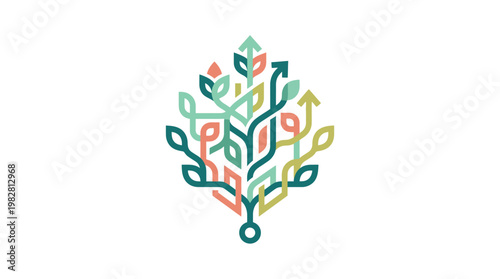 Vector Icon of Abstract Tree Symbol for Nature and Environment Themes