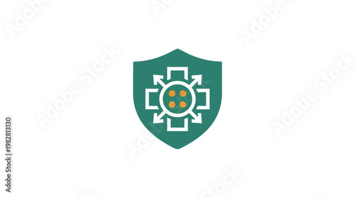 Icon Of Shield With Virus Symbol For Disease Protection And Health Security, Vector Icon