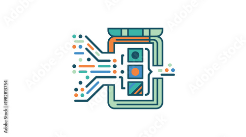 Icon of a Technology Circuit Board in Flat Vector Style for Digital and Innovation Concepts