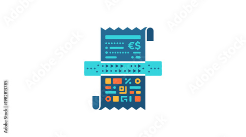 Icon of Digital Payment Terminal with Receipt and Card Reader in Modern Style