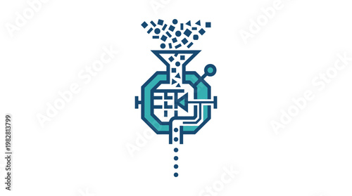 Vector Icon of a Digital Microchip or Circuit Board for Technology and Innovation