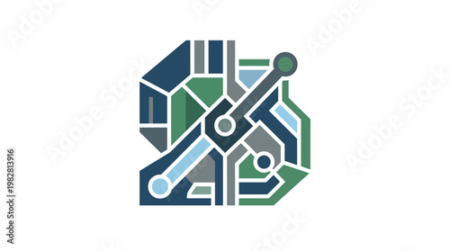 Icon of Digital Circuitry and Technology Connection in Modern Style
