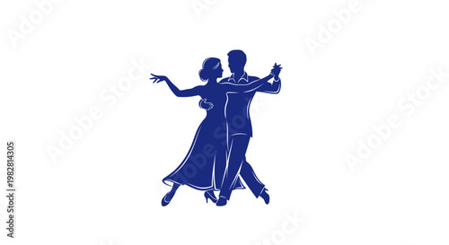 Man and woman ballroom dancing silhouette vector graphic
