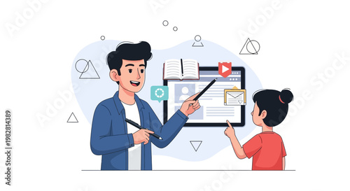 Teacher instructing student online with digital tablet, e-learning concept