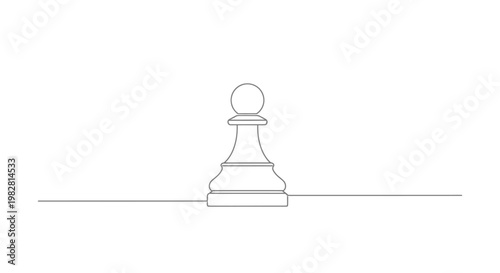 Minimalist continuous line art of a chess pawn