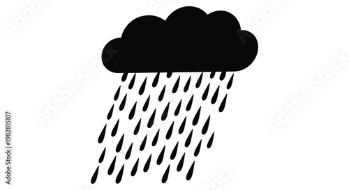 A dark cloud emitting raindrops a simple and graphic weather silhouette