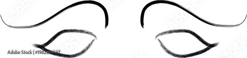 Hand drawn abstract brush curves and eye shapes for makeup design