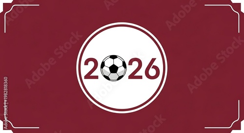 Vibrant red and white 2026 soccer ball event banner, perfect for sports tournaments, celebrations, and promotional materials.