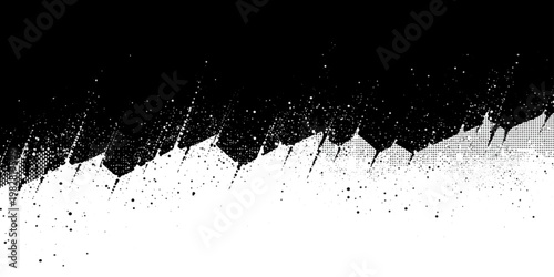 A black ink splat background featuring grunge paint splashes and artistic splatter textures with liquid drip elements and dirty spray spots in a vector silhouette design