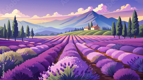 lavender field in the morning