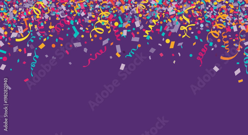 A vibrant celebration scene with confetti exploding in air