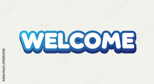 Welcome Text Word Art - Blue Gradient 3D Typography