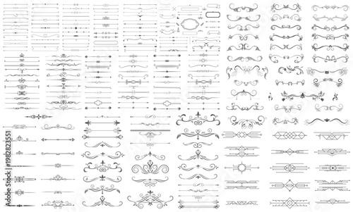Set of divider elements. Divider ornament, borders, doodle, separators, page dividers, header	