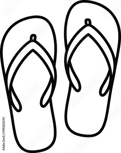 Flip flop sandals vector illustration, simple summer footwear outline isolated on white background for fashion, beach and casual design