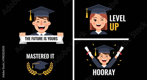 Graduation Celebration Happy Young Adults.