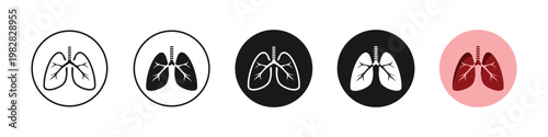 set of lungs icons in circle. Simple and editable