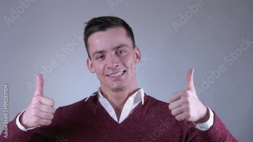 A young attractive student is happy and having fun