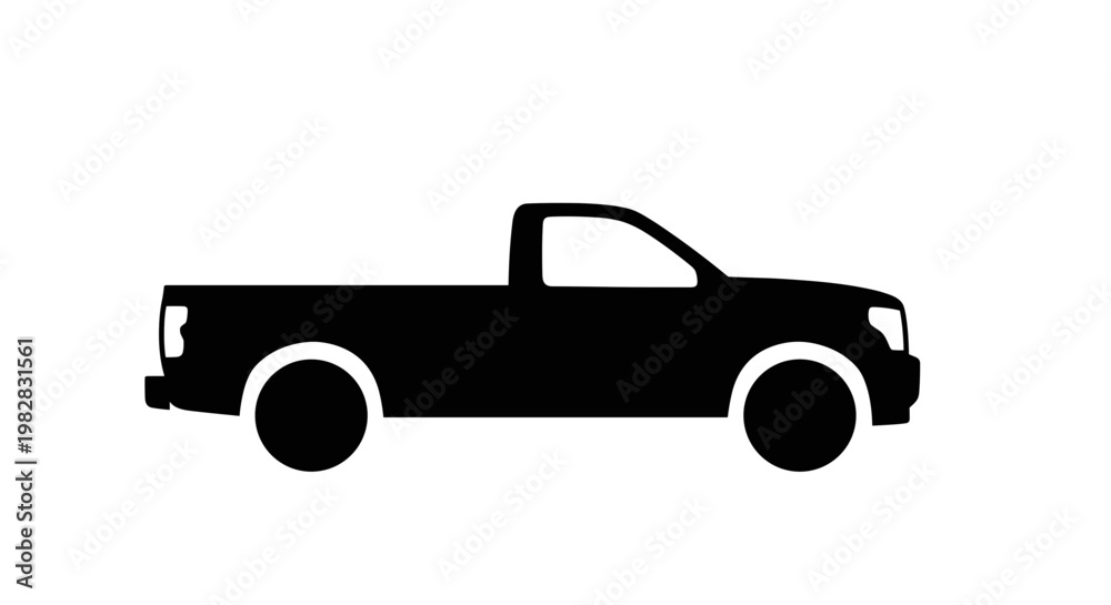 Obraz premium Black silhouette pickup truck.