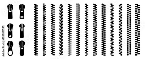 Zipper brush set. Zip vector.  Patterns with zipper brushes.