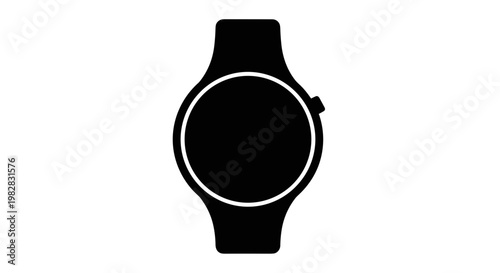 Black Smartwatch with White Outline.