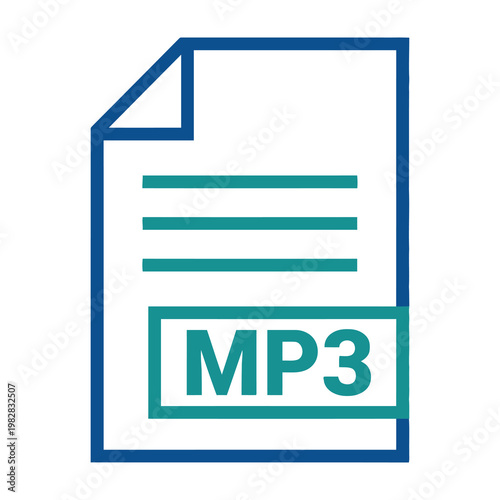 MP3 Audio File Icon Representing Digital Music Format and Sound Technology Data Storage Symbol