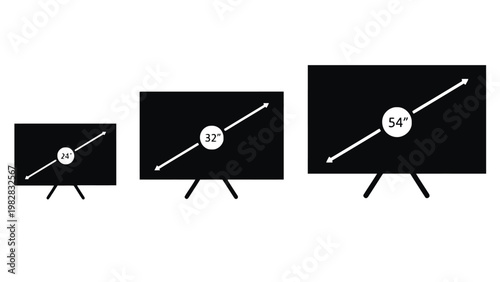 Television icon illustration set with different screen sizes shown