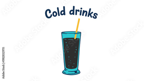 Cold drink vector illustration of refreshing glass of soda