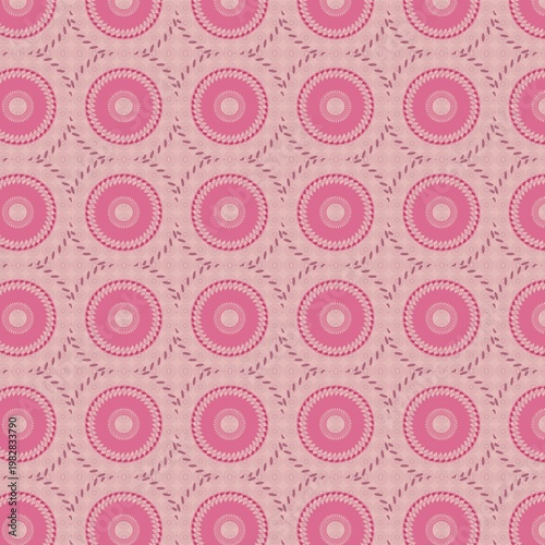 Pink Retro Seamless Pattern with Geometric Circular Design