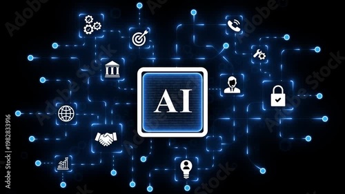 AI Exchange-Traded Fund Investment Strategy, projection on a Business and Technology Concept. 4k motion video isolated on technology. animation